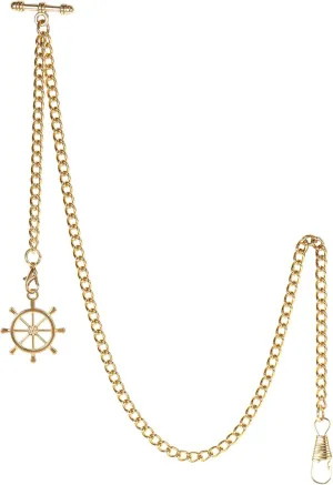 Hooks with Antique Rudder Pendant Design Charm Fob T Bar Men's Albert Chain Pocket Watch aviation pick ball pastoralist Curb Link Key Chain 2 