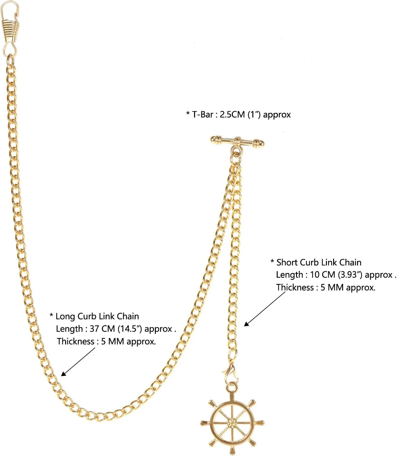 Hooks with Antique Rudder Pendant Design Charm Fob T Bar Men's Albert Chain Pocket Watch aviation pick ball pastoralist Curb Link Key Chain 2 