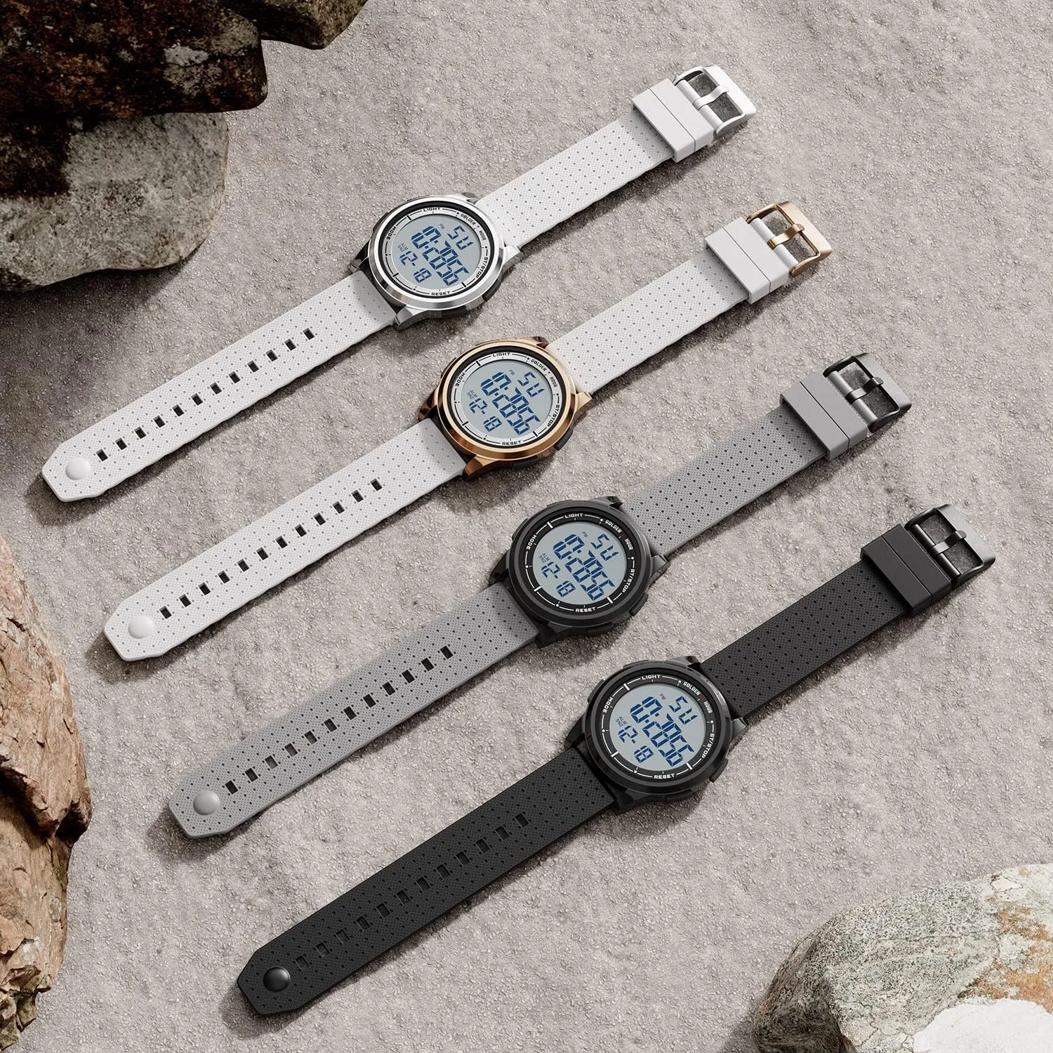 HOUR Ultra-Thin Minimalist Sports Waterproof Digital Watches Men with Wide-Angle Display Rubber Strap Wrist Watch for succumb heave disparate Men Women GOLDEN 