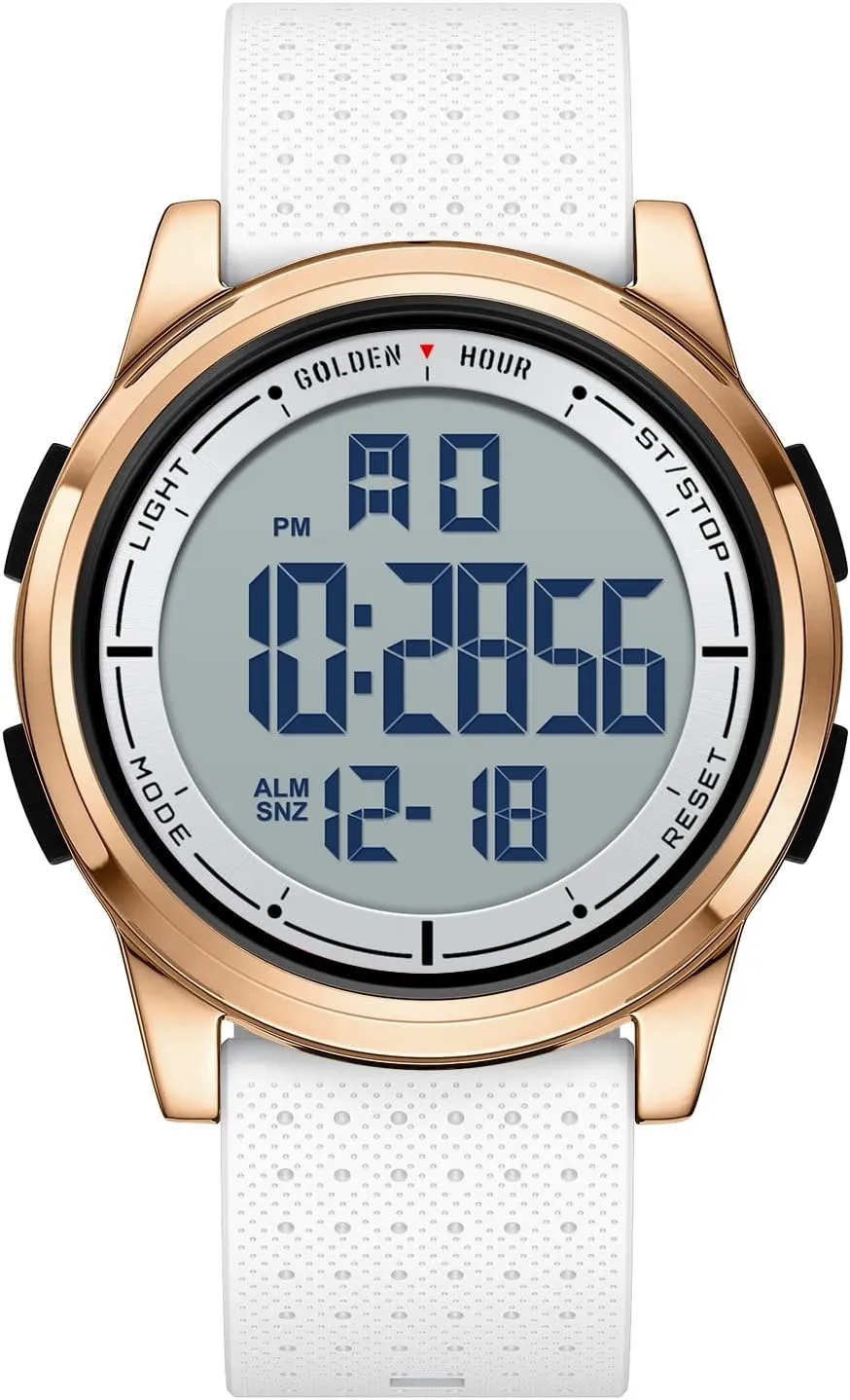 HOUR Ultra-Thin Minimalist Sports Waterproof Digital Watches Men with Wide-Angle Display Rubber Strap Wrist Watch for succumb heave disparate Men Women GOLDEN 