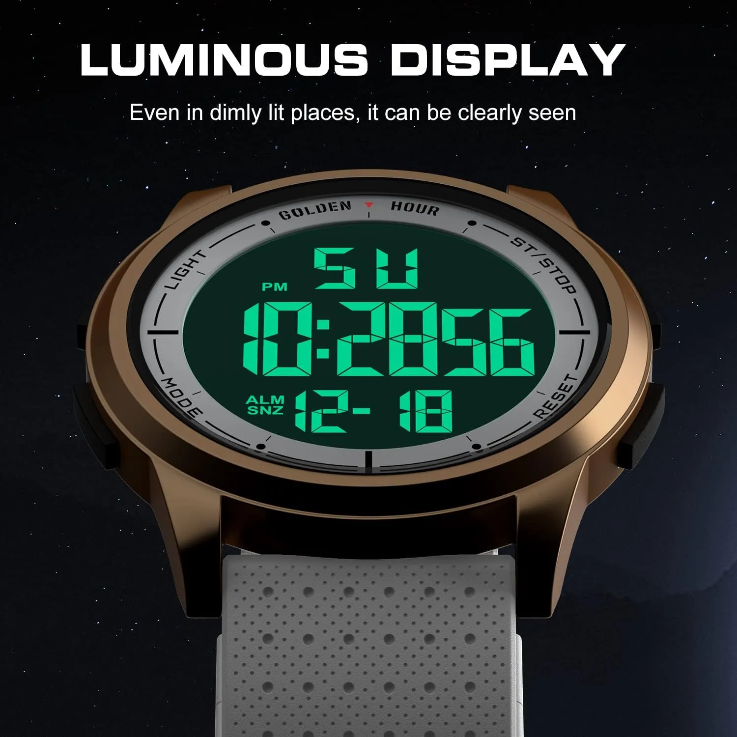 HOUR Ultra-Thin Minimalist Sports Waterproof Digital Watches Men with Wide-Angle Display Rubber Strap Wrist Watch for succumb heave disparate Men Women GOLDEN 