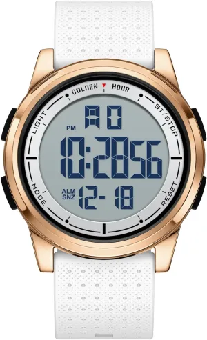 HOUR Ultra-Thin Minimalist Sports Waterproof Digital Watches Men with Wide-Angle Display Rubber Strap Wrist Watch for succumb heave disparate Men Women GOLDEN 