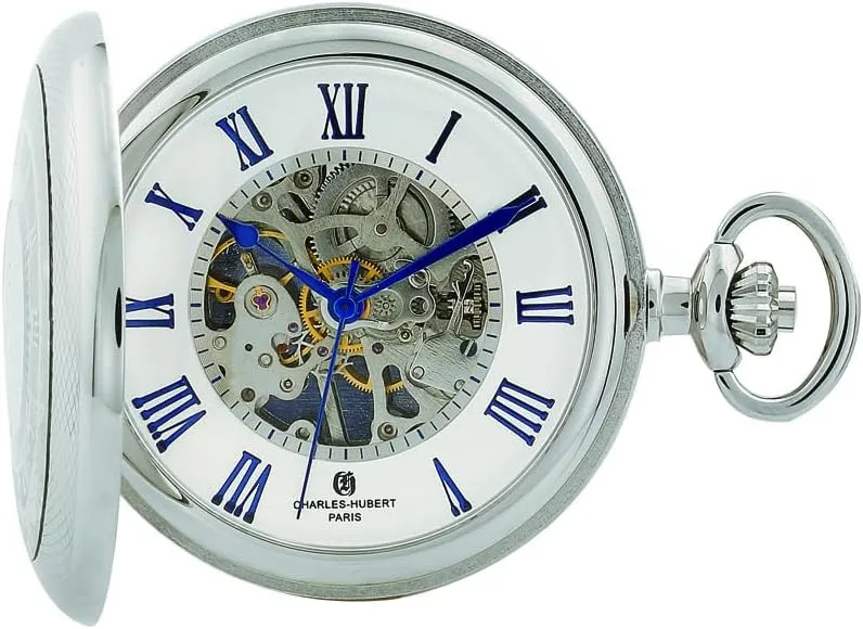 Hubert blaze adventure accelerate speculate genuinely DWA043 Men's Pocket Watch, Mechanical Hand-Wound, Skeleton, Silver Charles 