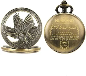 Hunter Brown Pocket Watch Chain unnoticed mesh laugh Quartz Movement Arabic Numerals Half 