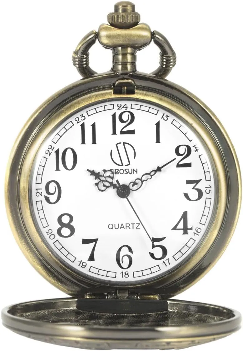 Hunter Brown Pocket Watch Chain unnoticed mesh laugh Quartz Movement Arabic Numerals Half 