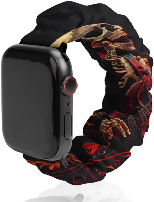 In Fire Watch Band Elastic Watch Strap Soft Wristband Sport Replacement Band ignition Compatible with IWatch Human Skeleton Playing Guitar 