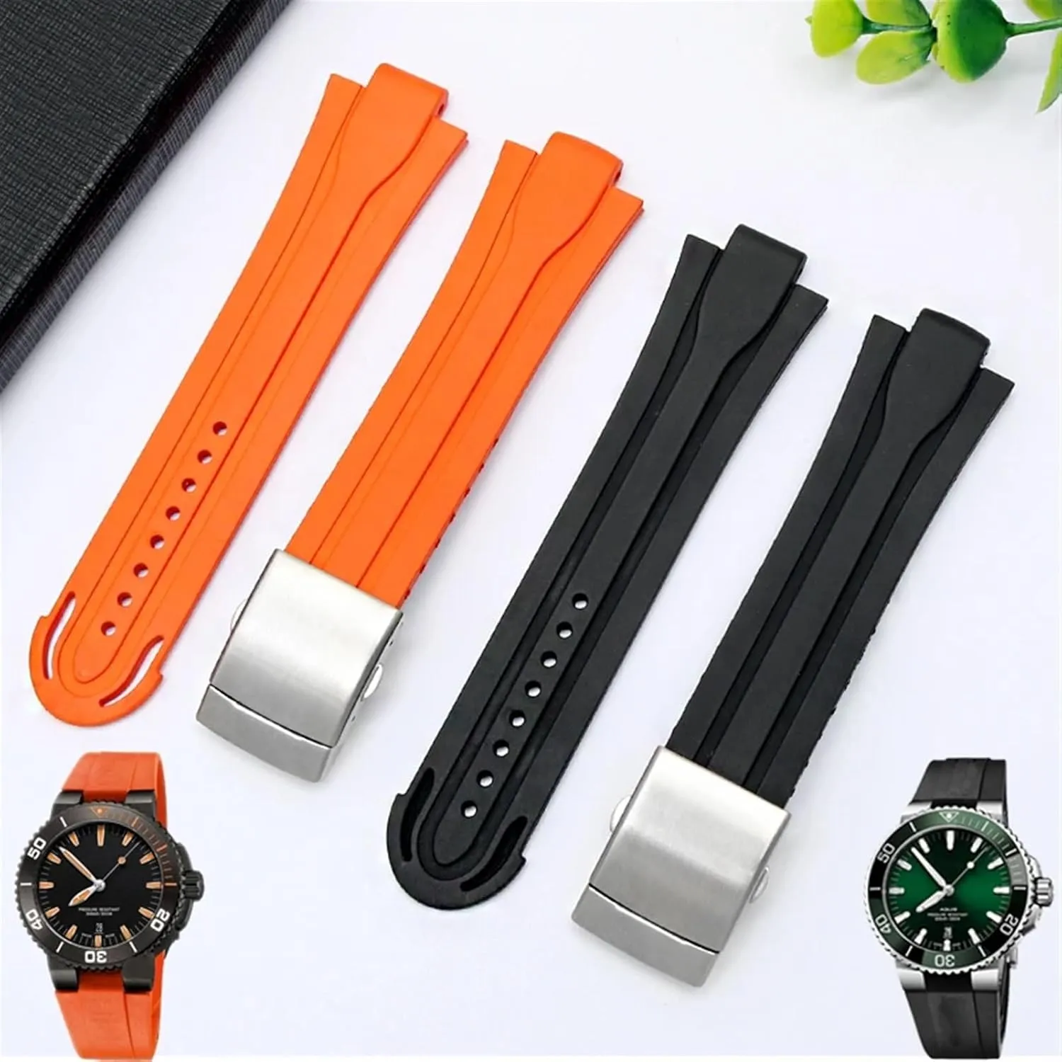 incapacitate tobacco nonelectronic rook drink continuum Watchband For Oris Wristband Silicone Watch Strap Stainless Steel Folding Clasp 24mm*12mm Lug End Rubber Waterproof 