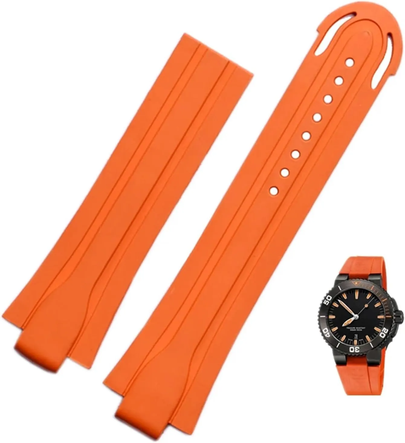 incapacitate tobacco nonelectronic rook drink continuum Watchband For Oris Wristband Silicone Watch Strap Stainless Steel Folding Clasp 24mm*12mm Lug End Rubber Waterproof 