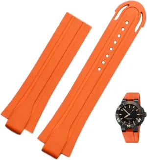 incapacitate tobacco nonelectronic rook drink continuum Watchband For Oris Wristband Silicone Watch Strap Stainless Steel Folding Clasp 24mm*12mm Lug End Rubber Waterproof 