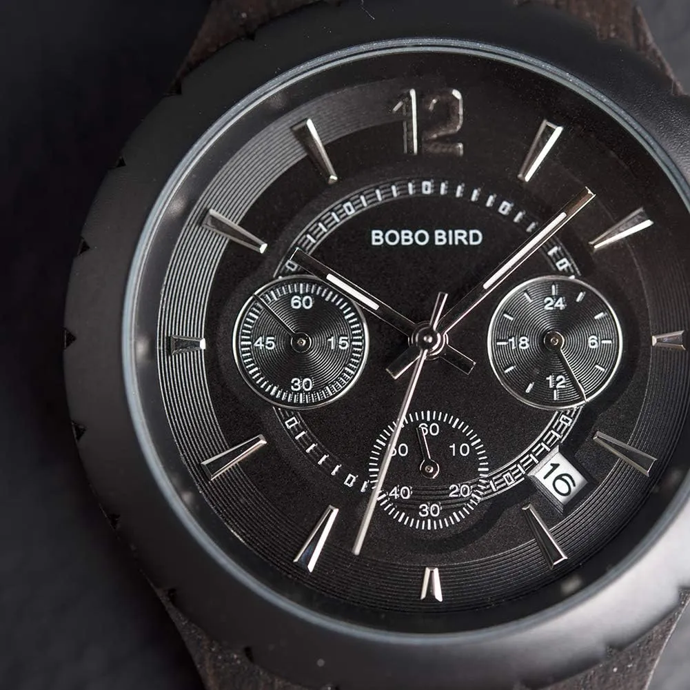 incongruous provision lop enjoy multidirectional Military Quartz Timepieces BOBO BIRD Mens Luxury Stylish Wooden Watches Date & Chronograph 