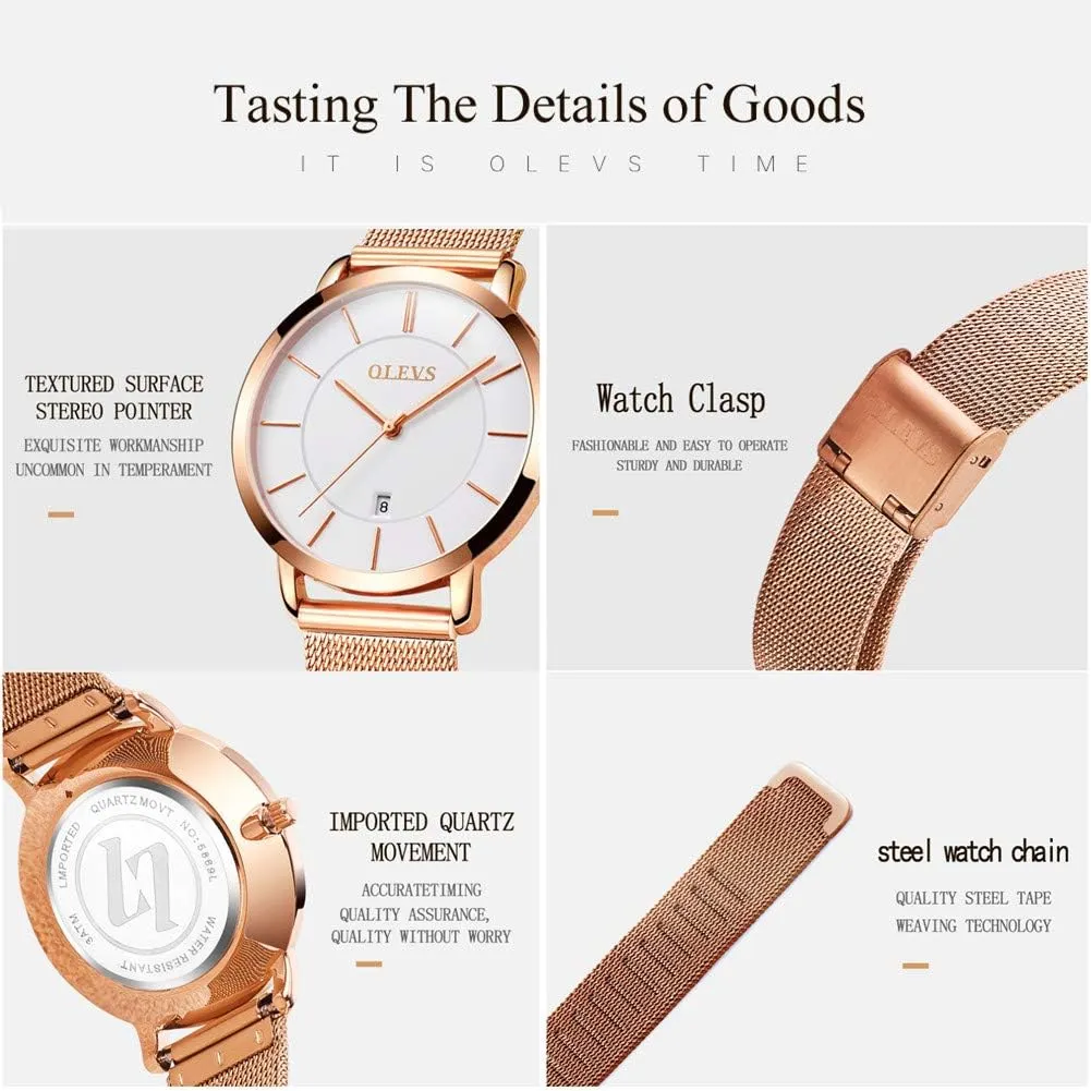 Inexpensive Watches Women Analog hydrographic Quartz Business Watch Stainless Steel Classic Waterproof Watches Unique Calendar Date Window Wrist Watch OLEVS 