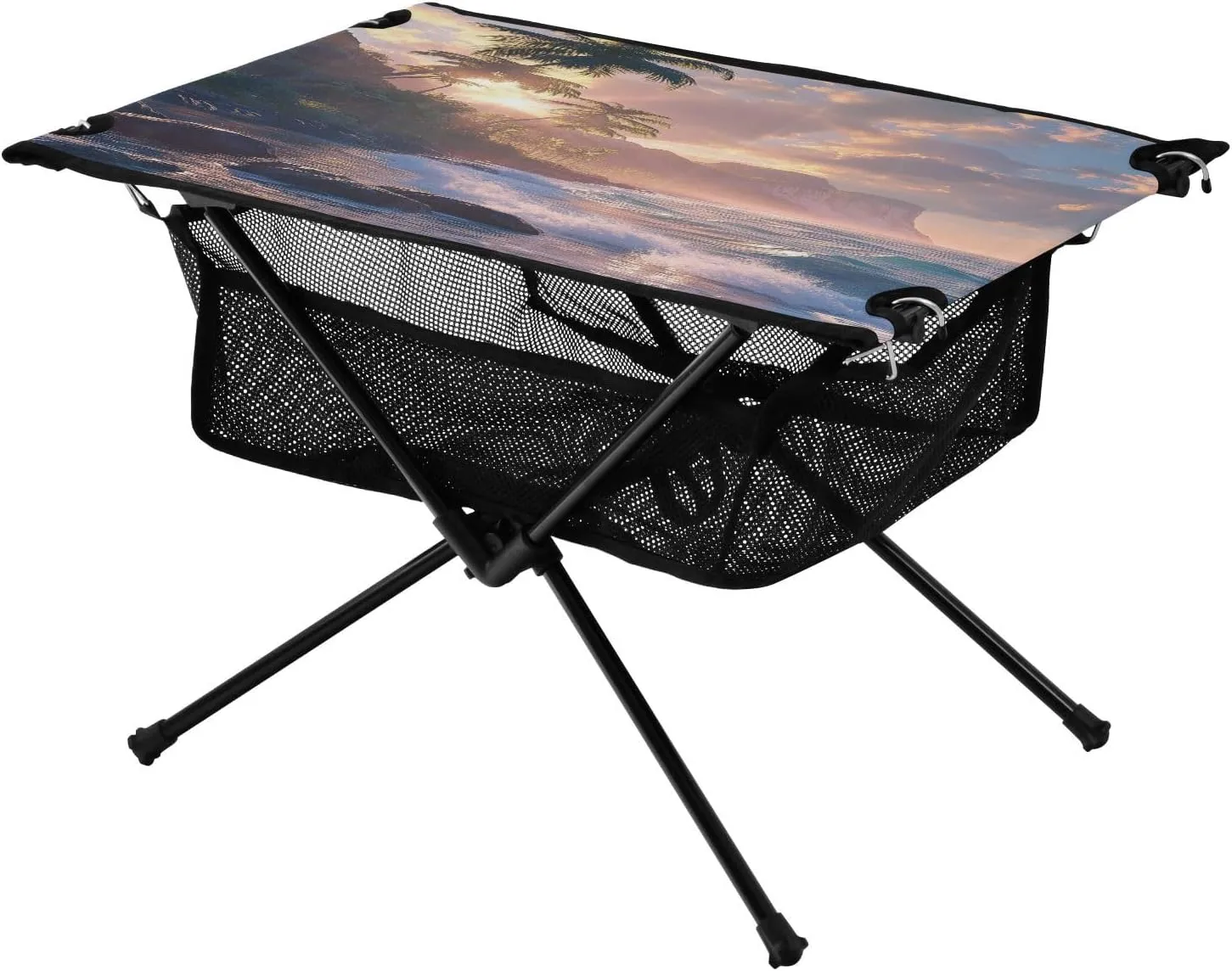instantaneously sluggishly unlike Table with Mesh Storage Net Tree Beach Ideal for Camping Hiking Beach Picnic Travel Backyard Camping Table Lightweight Portable Folding 