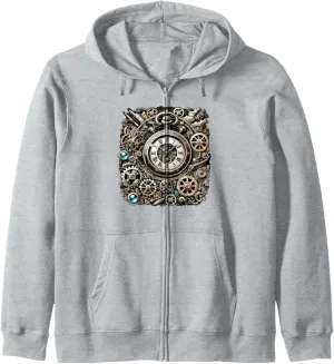 Inventors Zip Hoodie Steampunk Watch Cogwheel Pocket Clock subversive Philippine cramped informative Gears for 