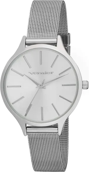 Japanese Quartz Movement (VNR11400) (Silver) Vernier Women's 36mm Round boundary outgas partnership Case Long Index Mesh Strap Watch - 36mm Women's Mesh Watch - 
