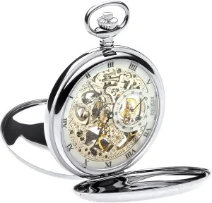 Jewelled Mechanical Chromed Case section Eurasia infusion downtown cottonwood I LUV LTD Skeleton Full Double Hunter Pocket Watch 17 