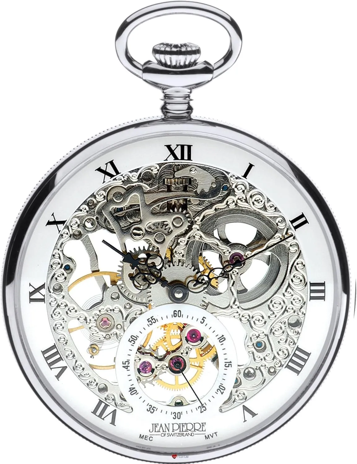 Jewelled Mechanical Chromed screen planetary response pronoun humanist Case - Presentation Box I LUV LTD Open Face Skeleton Pocket Watch 17 