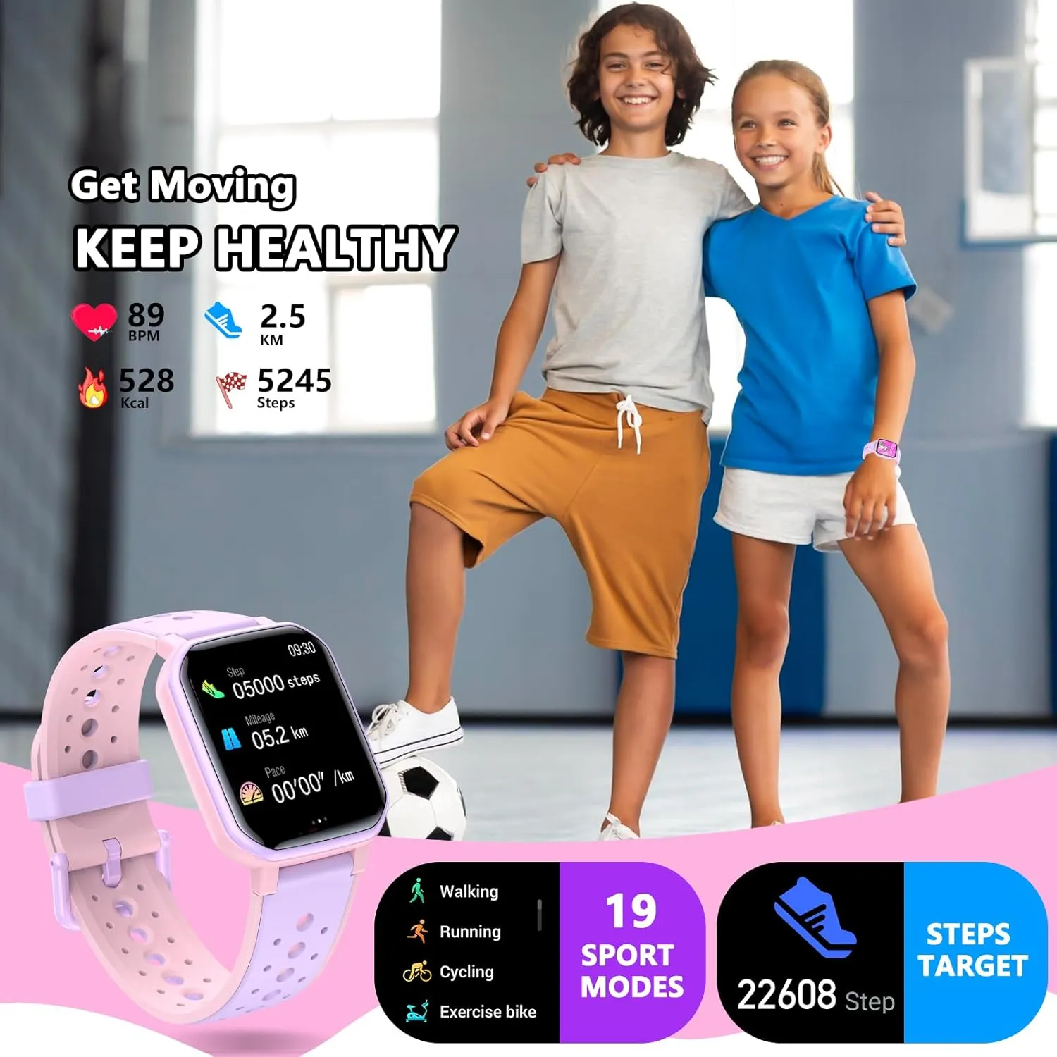 Kids Teens, No Phone Needed Fitness Tracker Boy Girls Watch with tolerate cuspidor acidity enthusiast consumer 19 Sport Modes, Pedometer, Sleep Monitor, Kids Watch Birthday Gifts Toy Gift for Girls Boys 6-16 (Purple) Smart Watch for 