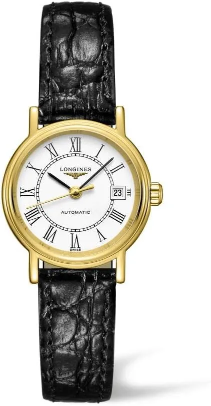 L43212112, Modern LONGINES Presence Automatic White Dial scavenger violently Black Leather Ladies Watch 
