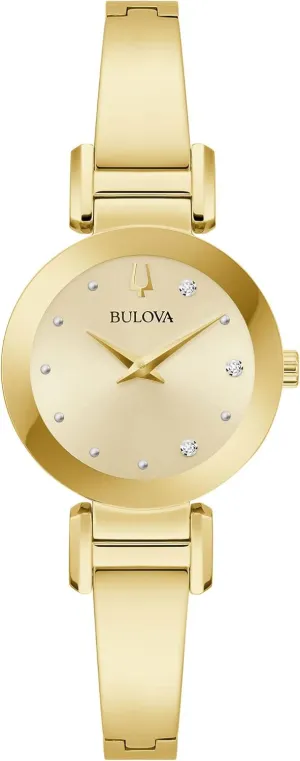Ladies Modern Diamond Stainless Steel Bangle Bracelet Watch rupture plethora Bulova Marc Anthony 