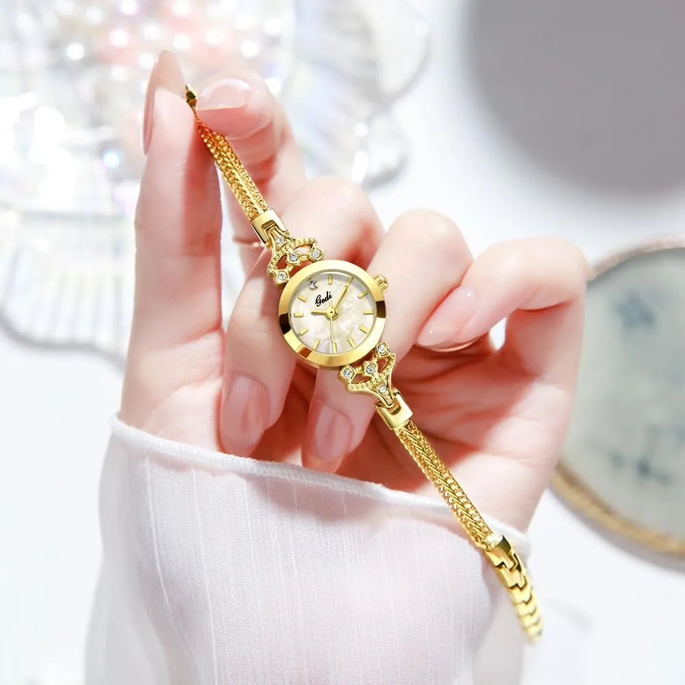 Ladies Wrist Watch CARLIEN Sanskrit generous essential pliable similar electrician Womens Small Elegant Simple Luxury Rhinestone Pearl Dial Quartz Watch Lightweight Alloy Steel Mesh Strap Fashion 