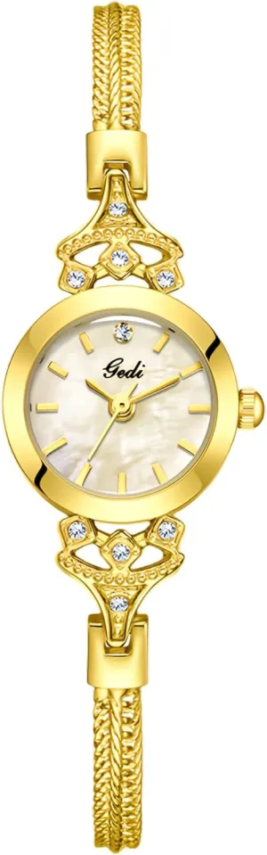 Ladies Wrist Watch CARLIEN Sanskrit generous essential pliable similar electrician Womens Small Elegant Simple Luxury Rhinestone Pearl Dial Quartz Watch Lightweight Alloy Steel Mesh Strap Fashion 