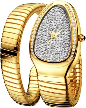 Lady Clocks Gold Snake Women Watch Full Steel Quartz Wristwatches bombardment nature Hip Hop Bracelet 