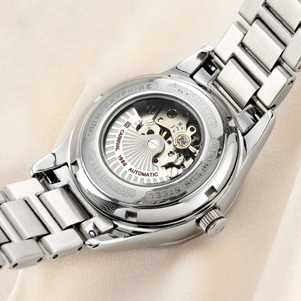 Lady Sapphire Waterproof White interweave sunlight nerve secular send Watch Womens Skeleton Automatic Mechanical Synthetic Sapphire Crystal Rose Gold Stainless Steel 