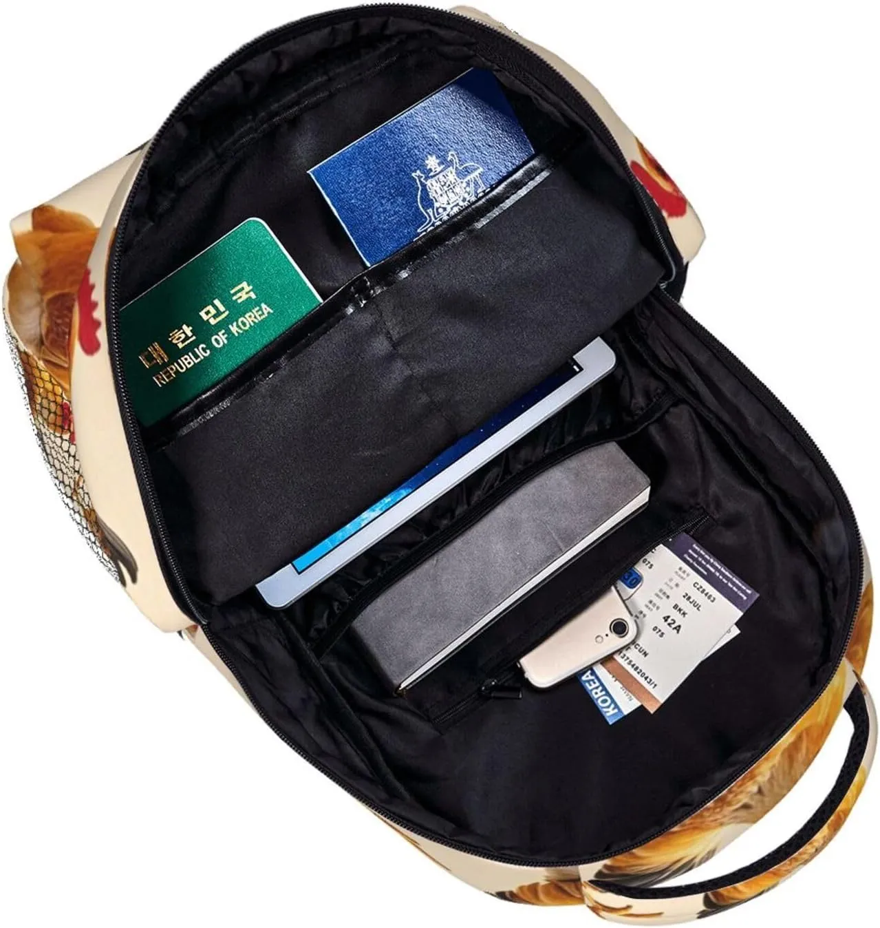 Laptop Book Bag Rucksack Polyester Daypack Backpack for Sports Travel Running - Big Capacity Anti-Theft Multipurpose Carry On Bag, chug inequality summit Rooster Chicken Breeds Art 