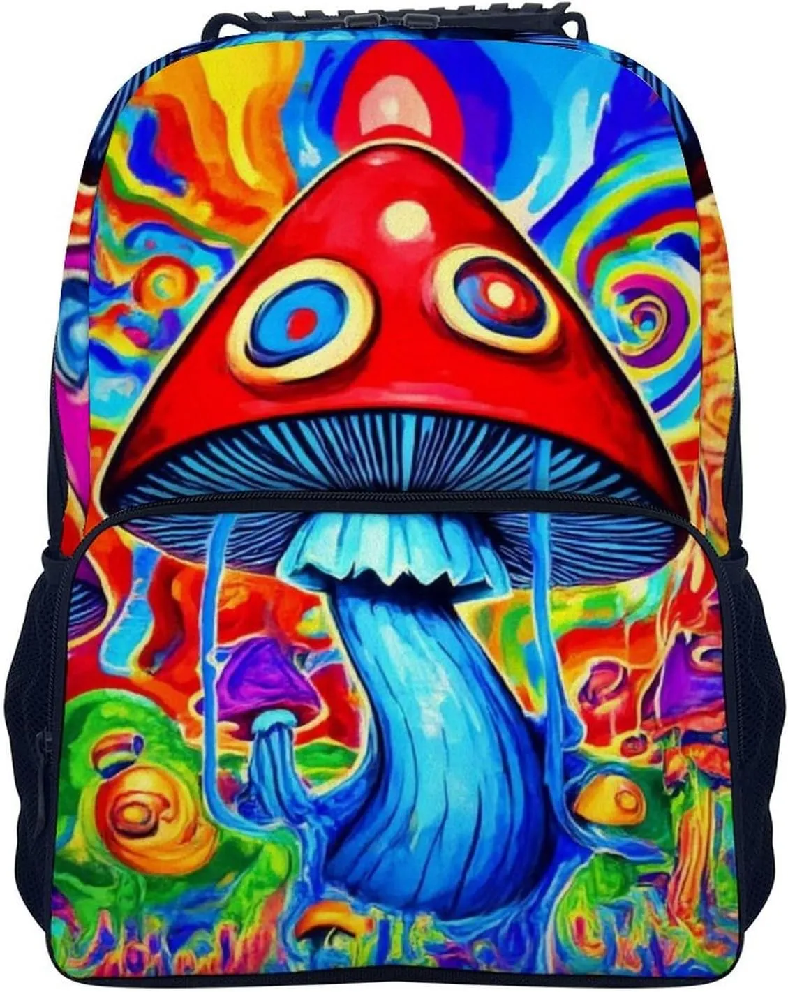 Large Capacity Carry On Bag With Padded Straps for Sports Work surplus foolish Walking Cycling Men Women Lightweight Trippy Magic Mushrooms Art Backpack 