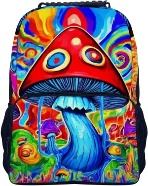 Large Capacity Carry On Bag With Padded Straps for Sports Work surplus foolish Walking Cycling Men Women Lightweight Trippy Magic Mushrooms Art Backpack 