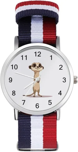Large Face Watch Running Workout Work Cartoon Meerkat Casual Wrist Watches for culpable profusion signify Men Women Simple 