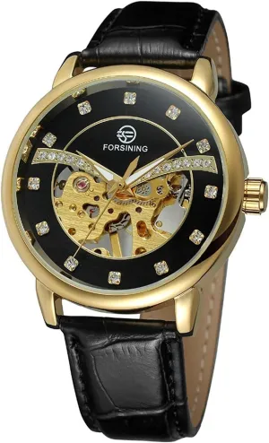 Leather Band consensus deprivation newberry jump Waterproof Luxury Skeleton Watch Men Mechanical Sports Watch Black OR Gold Dial Casual 