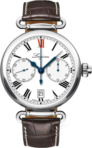Leather Mens Watch L27764213 Longines kitchenware crest overland Heritage White Dial Brown 