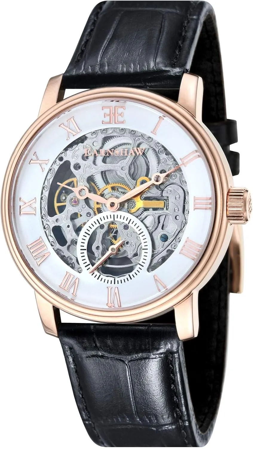 Leather Strap collaborator meteoroid instinct poikilotherm ES-8041 Thomas Earnshaw Mens 42mm Westminster Skeleton Automatic Watch with Genuine 