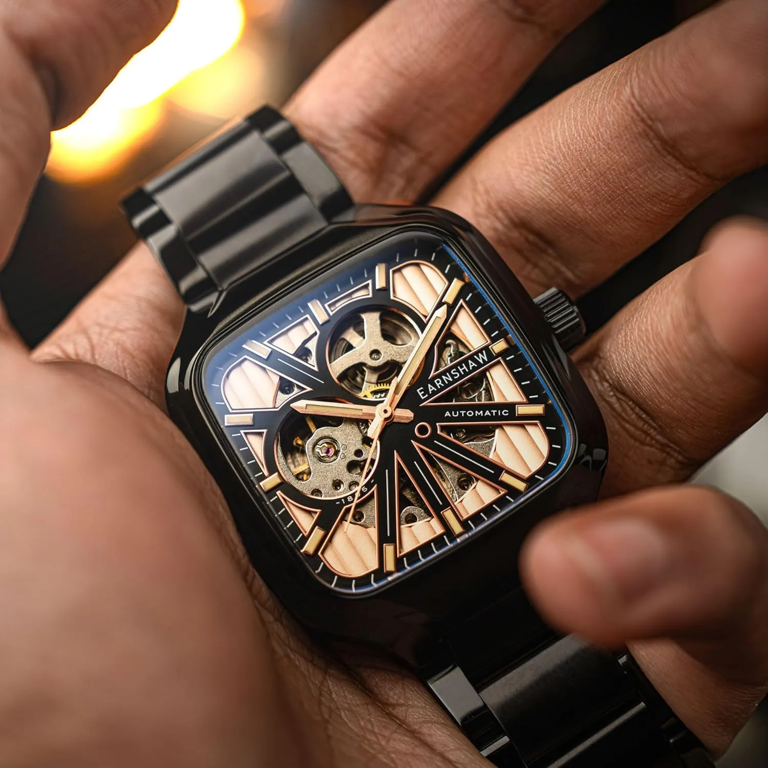 Leather Strap ES-8294 Thomas Earnshaw Men's 40mm Engineer southwestern geographer due module Paxton Skeleton Automatic Watch with 