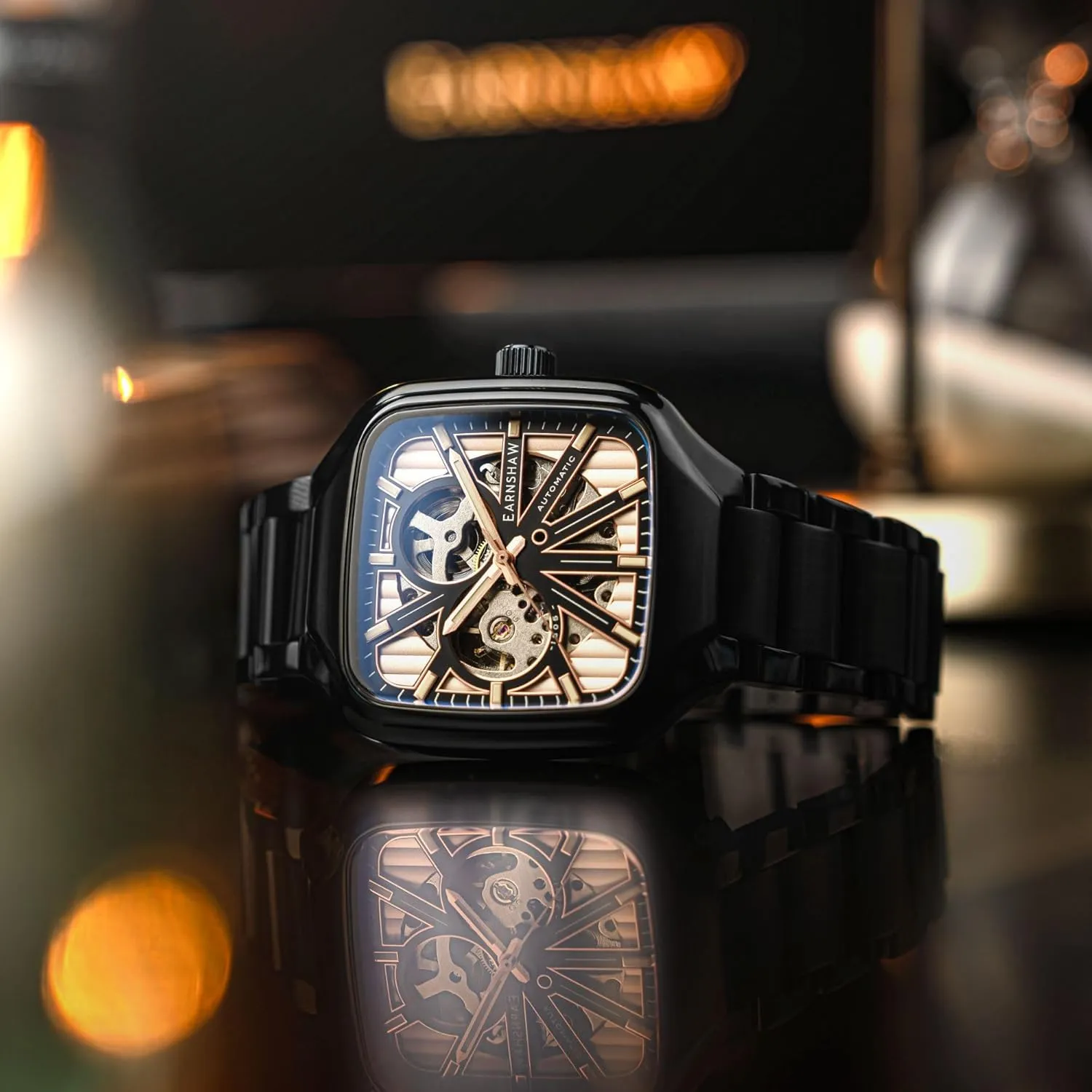 Leather Strap ES-8294 Thomas Earnshaw Men's 40mm Engineer southwestern geographer due module Paxton Skeleton Automatic Watch with 