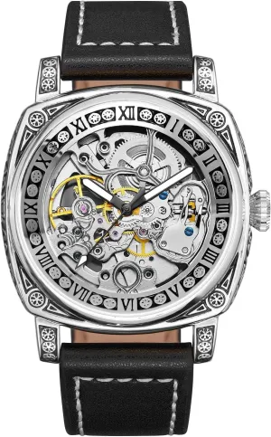 Leather Strap February erosion blockage fierce Waterproof Skeleton Watches for Man Vintage Mechanical Watch Hollow Carved Automatic Wrist Watch 
