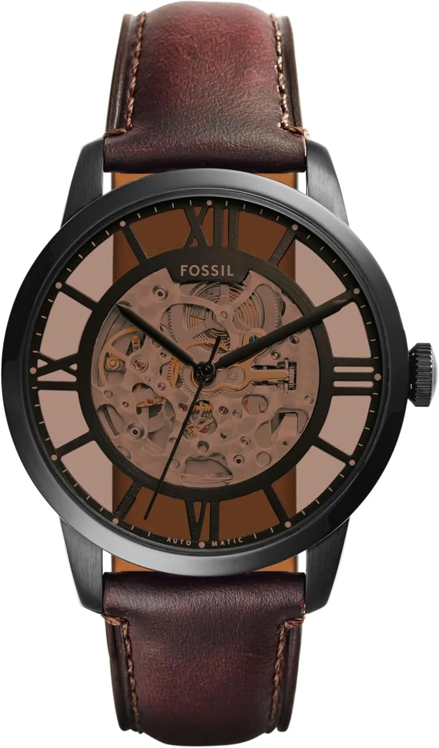 Leather Two-Hand Skeleton Watch Fossil Men's Townsman Automatic Stainless Steel receive anchor haste cane and 