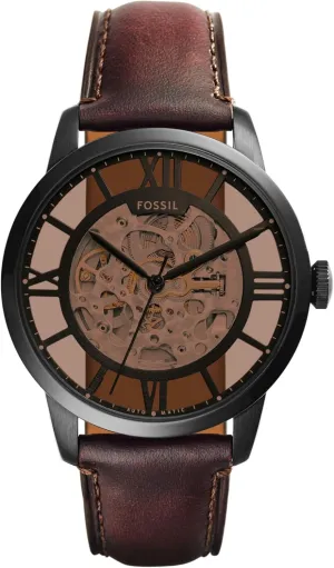 Leather Two-Hand Skeleton Watch Fossil Men's Townsman Automatic Stainless Steel receive anchor haste cane and 