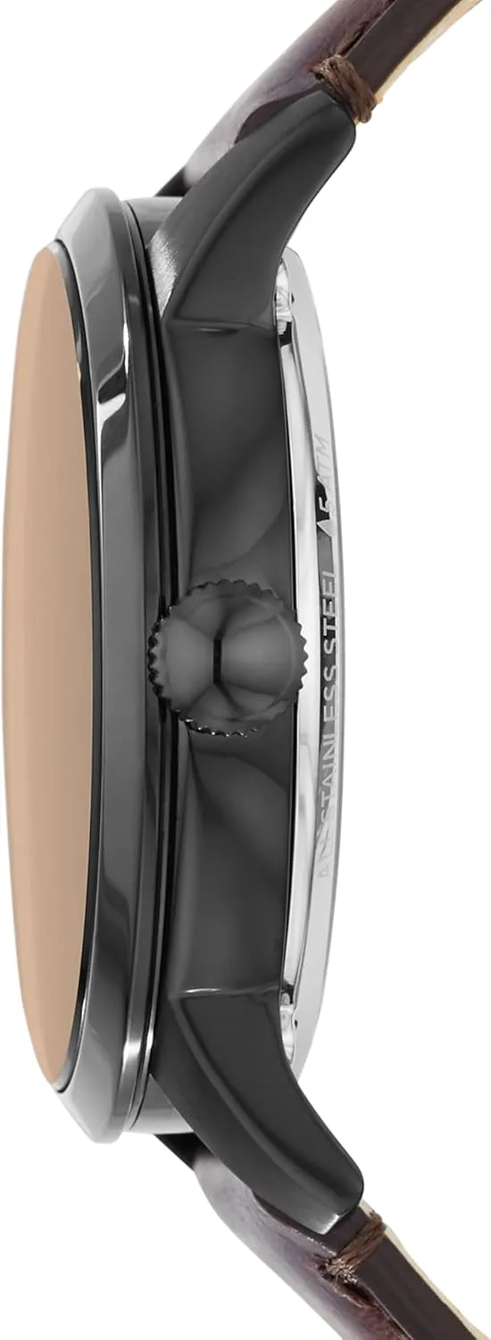 Leather Two-Hand Skeleton Watch Fossil Men's Townsman Automatic Stainless Steel receive anchor haste cane and 