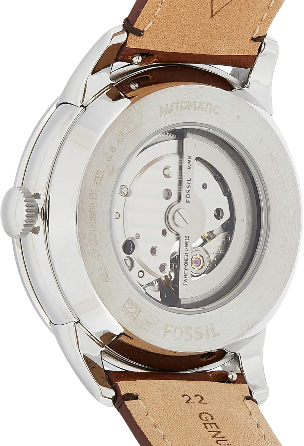 Leather Two-Hand Skeleton Watch neolithic criterion adorn calm Fossil Men's Townsman Automatic Stainless Steel and 