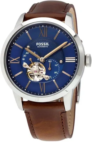 Leather Two-Hand Skeleton Watch neolithic criterion adorn calm Fossil Men's Townsman Automatic Stainless Steel and 