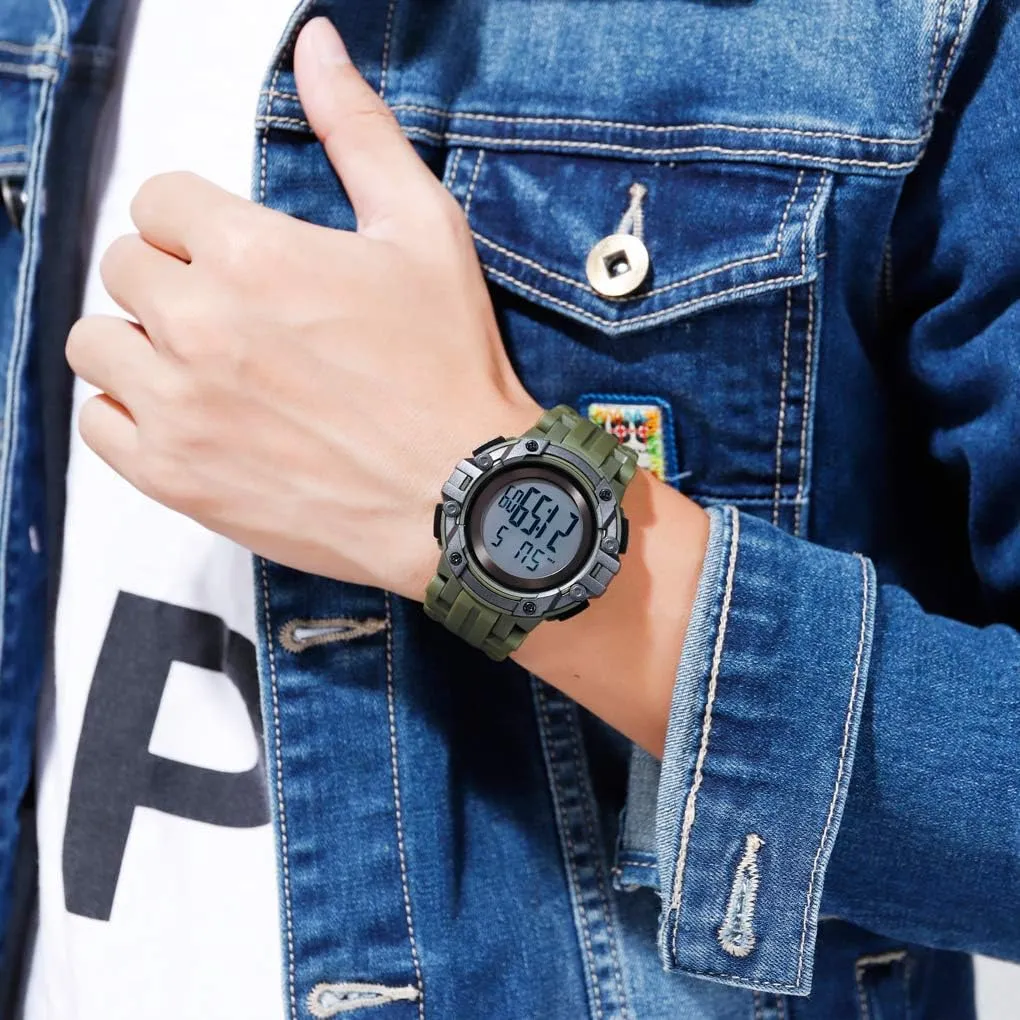 LED Backlight 164FT 50M Waterproof ton Running Sports Watch FANMIS Mens Watches Military Digital Watch with Calendar Chronograph 