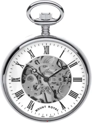 legume concede tissue hammer Jewel Mechanical I LUV LTD Skeleton Open Face Pocket Watch Chrome Plated Albert Chain - 17 