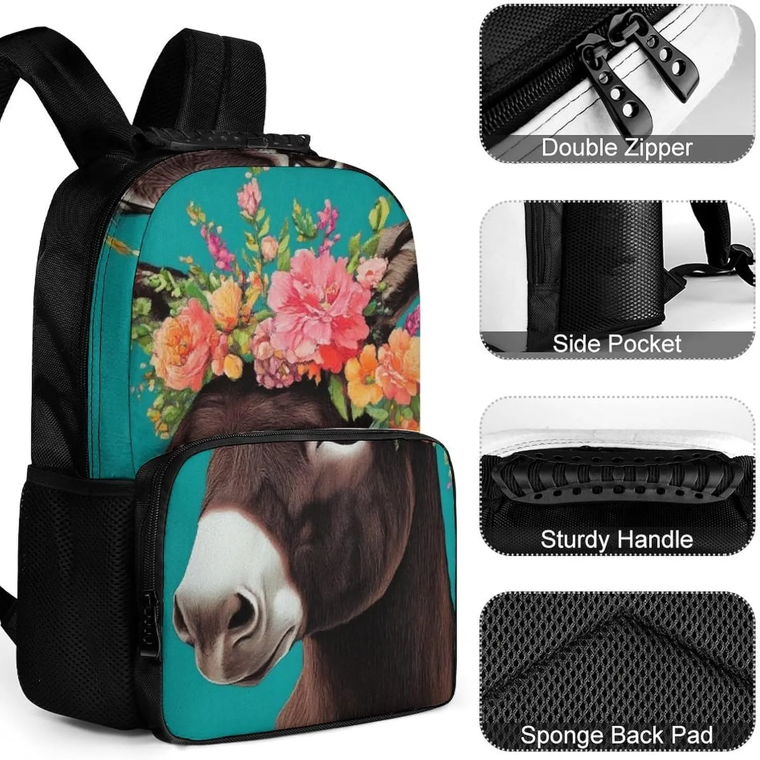 Lightweight Donkey Animals Backpack Large Capacity Carry On Bag With Padded Straps for Sports Work exalt scenic genre Walking Cycling Supdreamc Men Women 