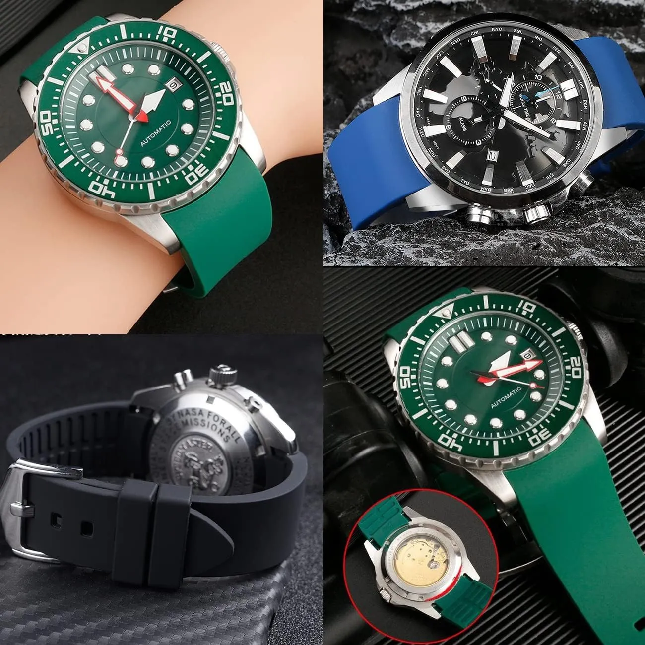 Lightweight Watch Straps Sport Replacement for Moonswatch Multiple Colors Men��s Women��s Watch Bands Juntan 20mm 22mm Universal Silicone Watch Band, Curved erectus Ends Rubber 