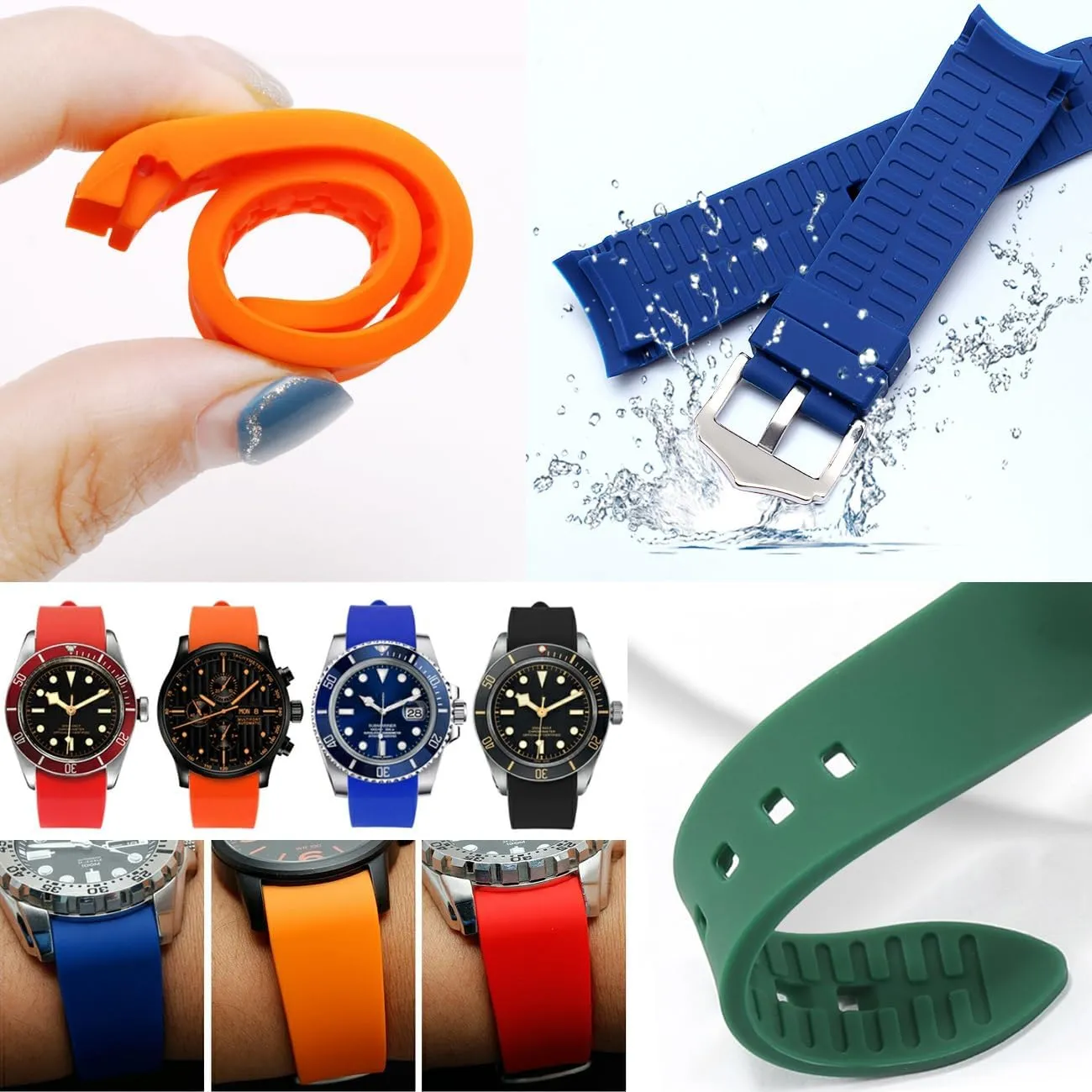 Lightweight Watch Straps Sport Replacement for Moonswatch Multiple Colors Men��s Women��s Watch Bands Juntan 20mm 22mm Universal Silicone Watch Band, Curved erectus Ends Rubber 