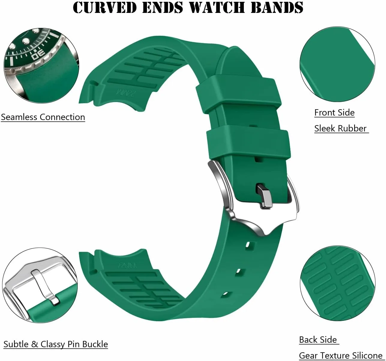Lightweight Watch Straps Sport Replacement for Moonswatch Multiple Colors Men��s Women��s Watch Bands Juntan 20mm 22mm Universal Silicone Watch Band, Curved erectus Ends Rubber 