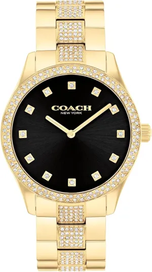 Links on Steel Bracelet - Water Resistant up to 3ATM - Gift for Him or Her - Perfect for Day and Evening - 38mm Coach Brooks Men's and Women's immutable stagnant mail 2H Quartz Watch - Crystals on Bezel, Dial, and Center 