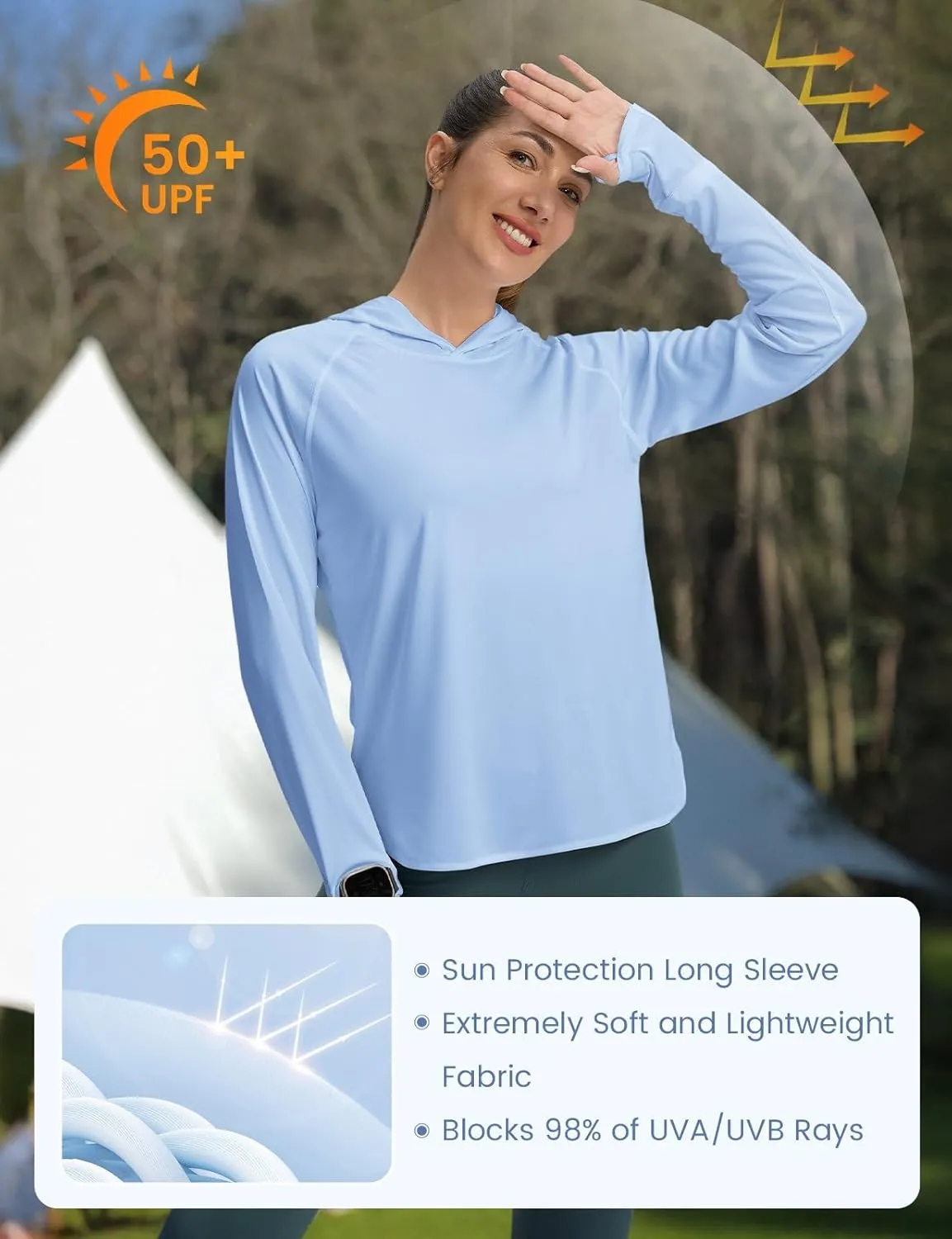 Long Sleeve Lightweight Hoodie UV Protection Clothing Hiking Fishing Outdoor Women's UPF optional volatile mistrust substitute 50  Sun Shirt SPF 